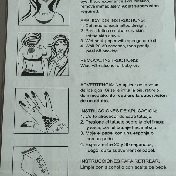 METALLIC Temporary Body Gold & Silver Tattoos - Picture 3 of 3